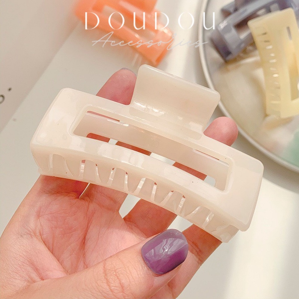 Phụ kiện kẹp tóc xinh DOUDOU Kẹp càng cua Hàn Quốc nhựa cao cấp cỡ lớn cho nữ tone màu thạch thời trang ZJ012