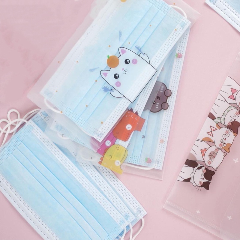1 Túi Đựng Khẩu Trang Trong Suốt Chống Nước In Họa Tiết Hoạt Hình Nhỏ Gọn Đa Năng