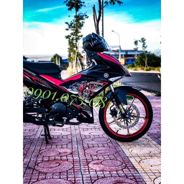 Tem con vật samurai exciter xe đen, đỏ , cam