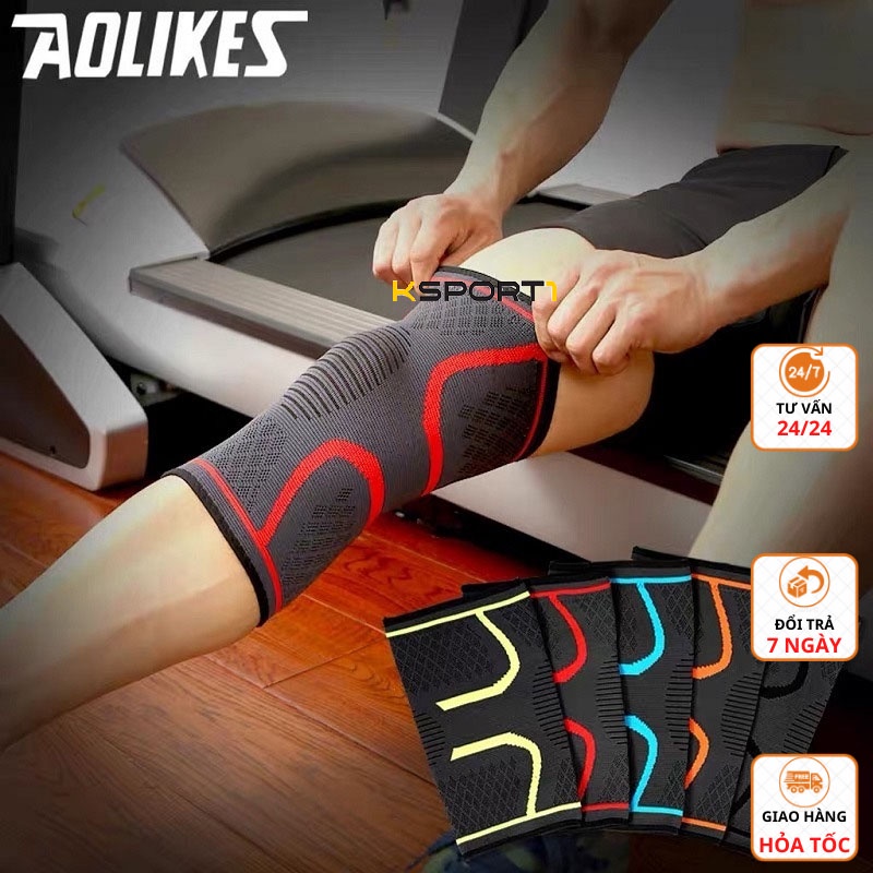 Bó Gối, Băng Gối, Bảo Vệ Đầu Gối Thể Thao Đàn Hồi Đa Chiều Cao Cấp Aolikes 7718