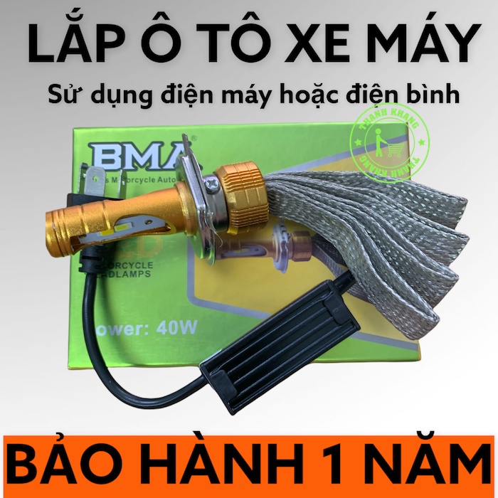 Đèn pha led 2 tim BMA-DPL-F8 chính hãng có chân M5,H4 siêu sáng bảo hành 1 năm gắn pha xe máy Thanh Khang