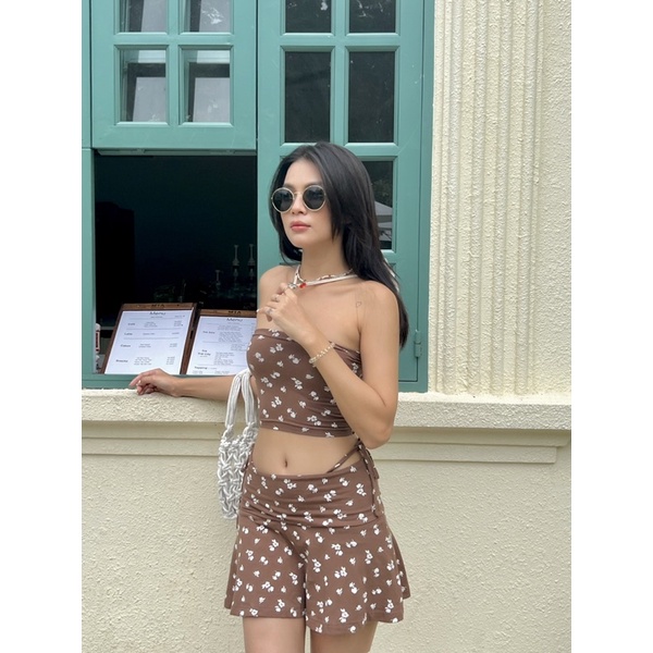 Beachclub-Set áo váy thun hoa