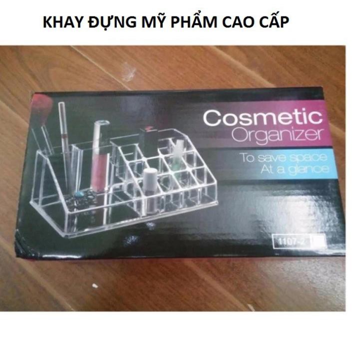 KHAY ĐỰNG MỸ PHẨM, KHAY ĐỰNG MỸ PHẨM CAO CẤP 16 Ô COSMETIC ORGANIZER - TRONG SUỐT