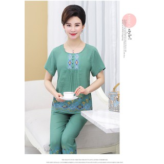 Bộ quần áo nữ trung niên mặc ở nhà cho mẹ ( đũi cúc)