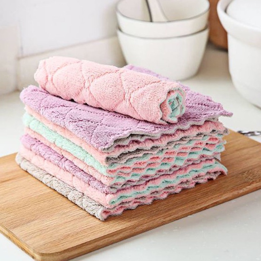Combo 10 Khăn Lau 2 mặt, thấm hút nước đa năng nhỏ gọn siêu mềm mịn - MEGAMART