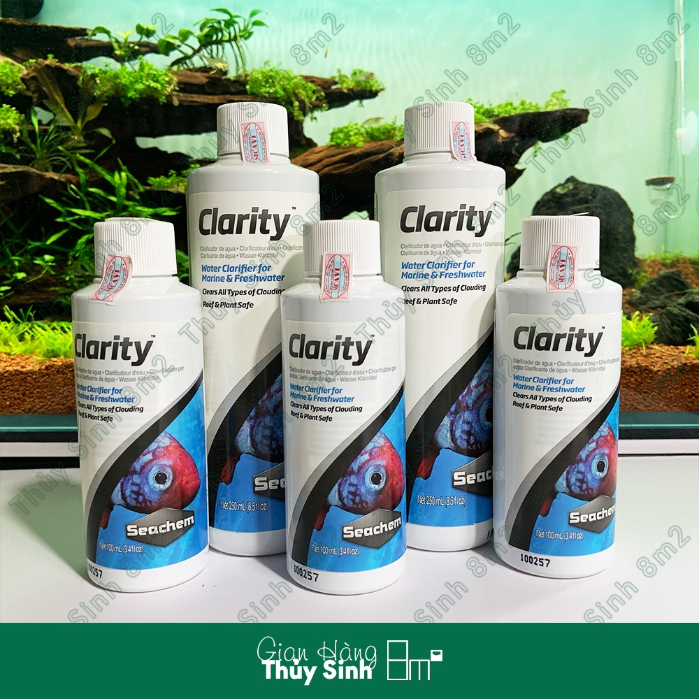 Seachem Clarity Khử Màu Lũa, Làm Trong Nước Hồ Thủy Sinh, Hồ Cá Biển - 8m2