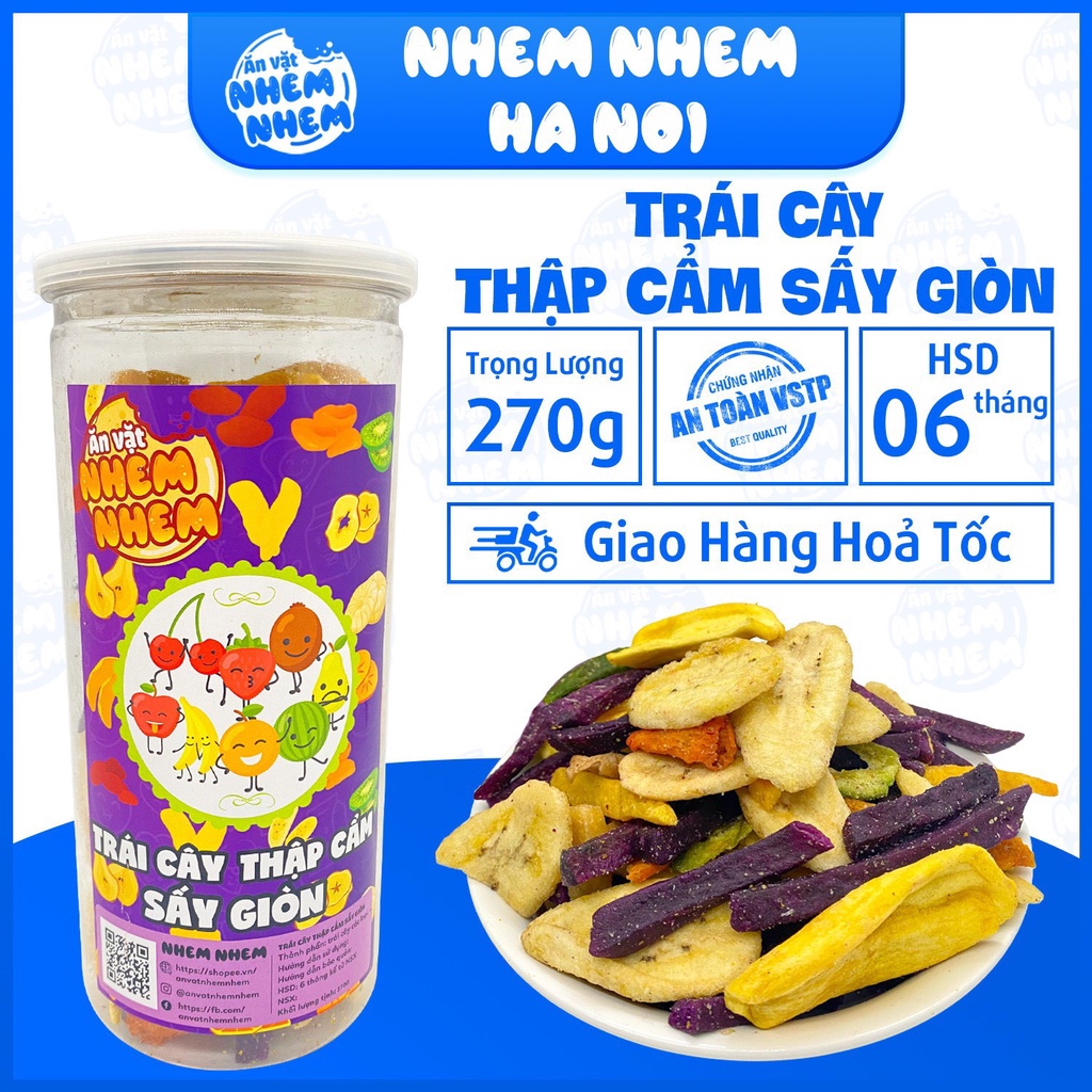 Trái Cây Thập Cẩm Sấy Giòn 270G NhemNhem - Đồ ăn vặt Việt Nam giá rẻ