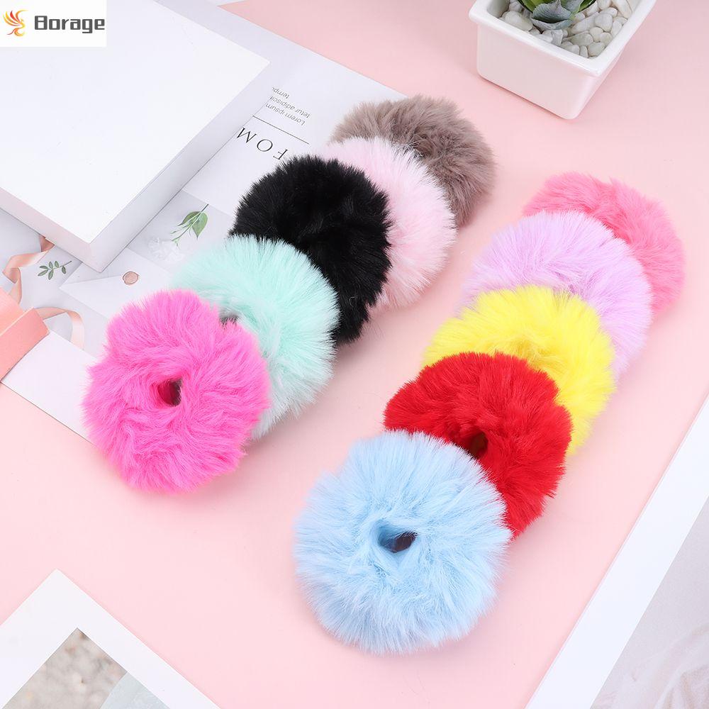 Set 2 dây buộc tóc lông thỏ nhân tạo co giãn thời trang mùa đông cho nữ