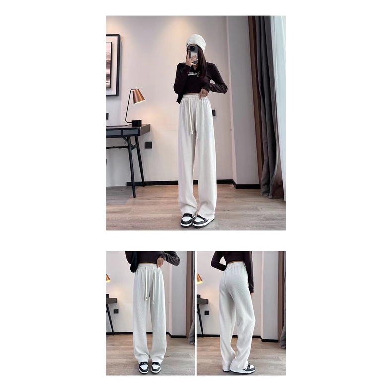 Quần ống rộng Dáng Suông Phối Dây Rút Thời Trang Mùa Thu Cho Nữ