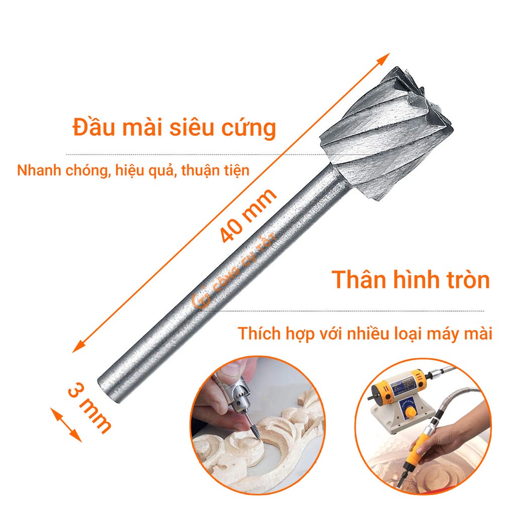 Bộ 6 mũi lũa gỗ điêu khắc, chạm trổ mài khắc thép HSS