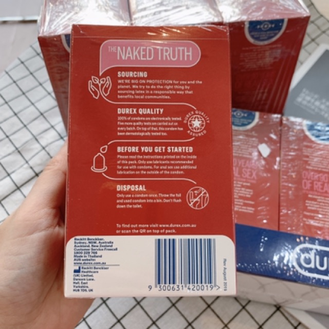 [Date 2025]Bao cao su durex Úc hộp 30 cái