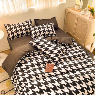Chăn Ga gối cotton poly 5 món / FREESHIP / Trắng Đen