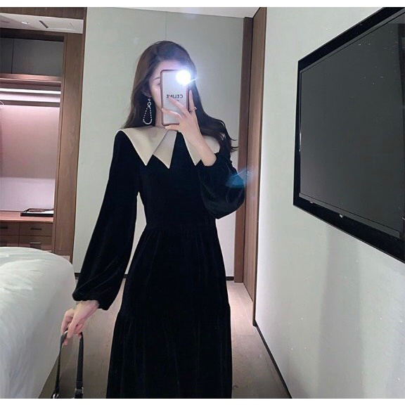 Đầm Nhung Siêu Xinh - Hàng xuất xịn y hình 100%