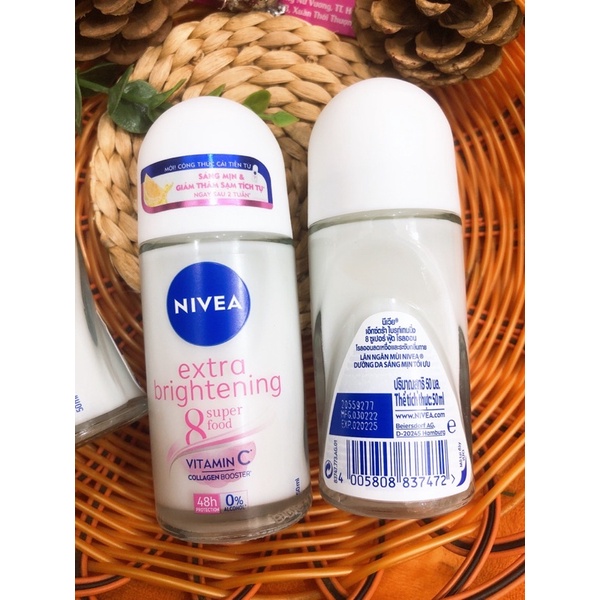 Lăn khử mùi Nivea Sáng mịn &amp; Giảm thâm sạm Extra Brightening Vitamin C 50ml