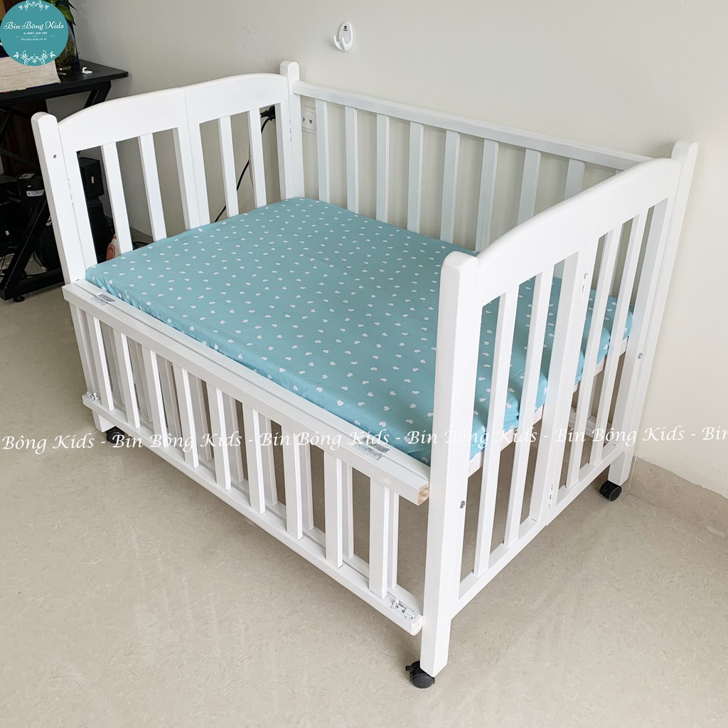 Ga Vải Bọc Đệm Cũi Cho Bé (Họa Tiết Trái Tim) - Chất Liệu Thô Lụa Cao Cấp
