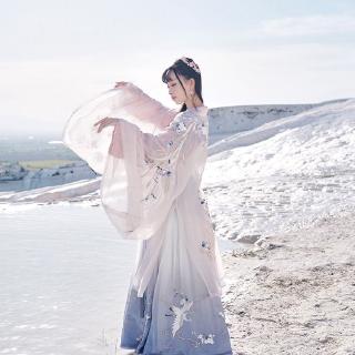 Thirteen cardamom smaller Qianshan Heron Hanfu Qi waist skirt Chinese style Qianshan big sleeves super fairy summer neck