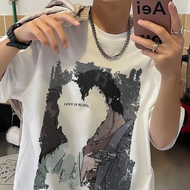 Áo Thun Ngắn Tay Form Rộng Phong Cách Hàn Quốc Dành Cho Nam