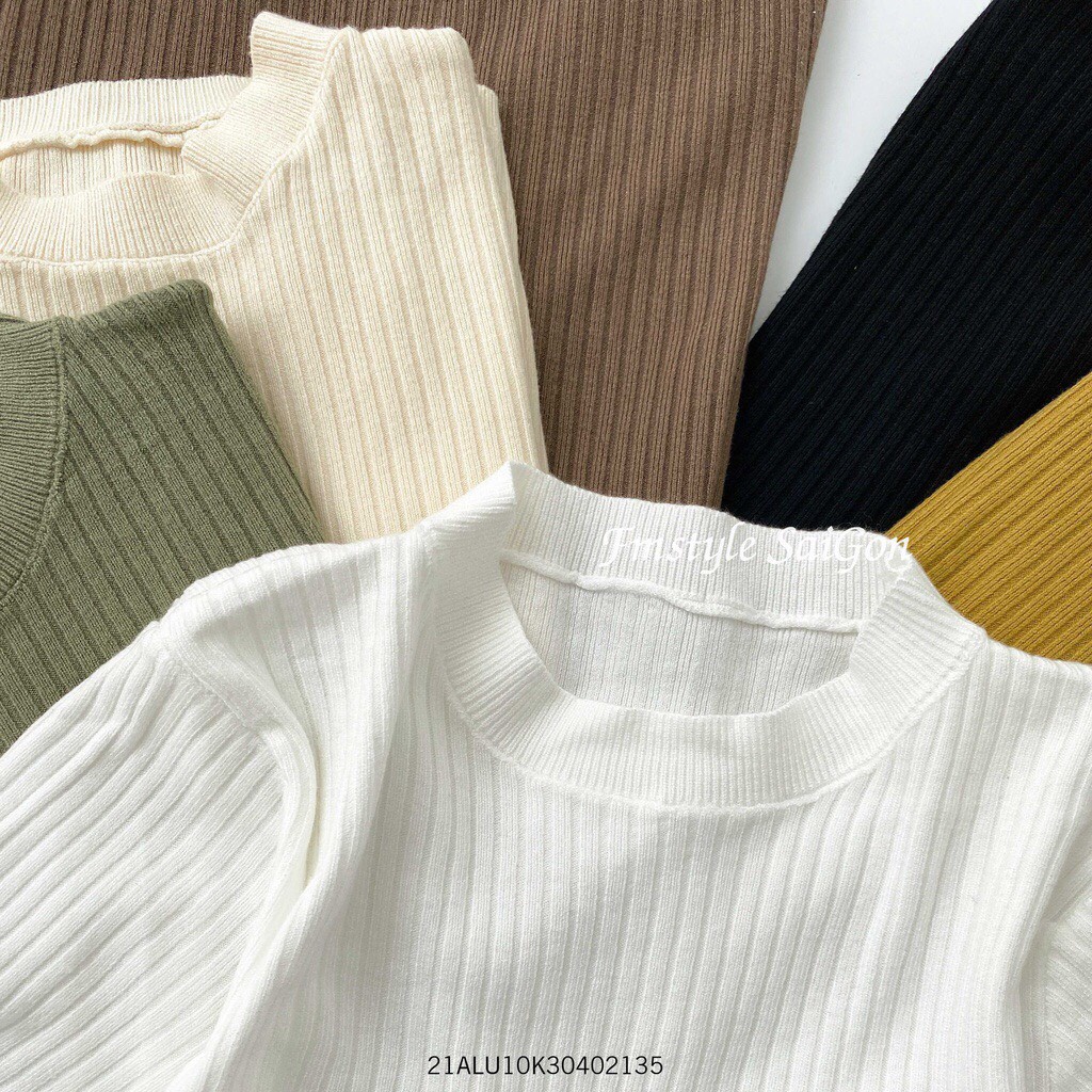 Áo Len Tăm Cổ Tròn Dáng Ôm Tôn Eo ThunderUnisex Chất Liệu Mềm Mại Đẹp 4 Màu Basic Siêu Xinh Ulzzang