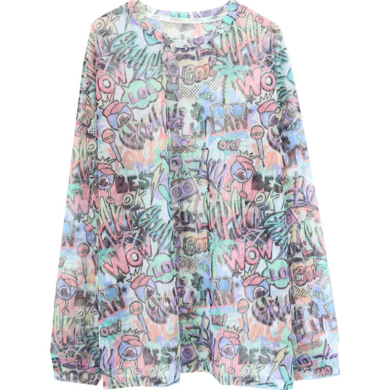 Áo voan BH họa tiết hoa tay dài phong cách Hàn Quốc thời trang nữ