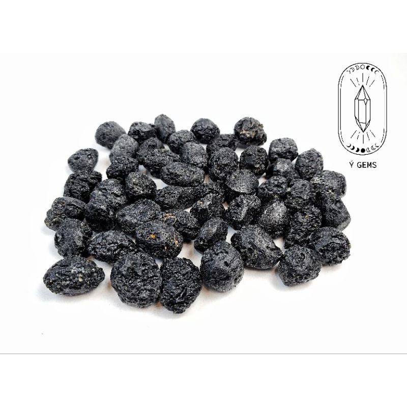 Đá Thiên Thạch Tektite thô tự nhiên dáng tròn dùng làm trang sức handmade, sưu tầm trưng bày, reiki healing...