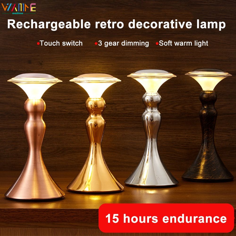 Không Dây Đèn Bàn Sạc LED Kim Loại Để Bàn 3 Cấp Độ Sáng Đèn Ban Đêm, cho Phòng Ngủ/Nhà Hàng Waitime