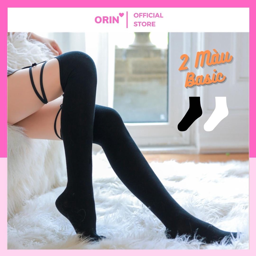Vớ Buộc Dây Đan Chéo Qua Đầu Gối Phong Cách Lolita Basic Cho Nữ - Orin Store ML025