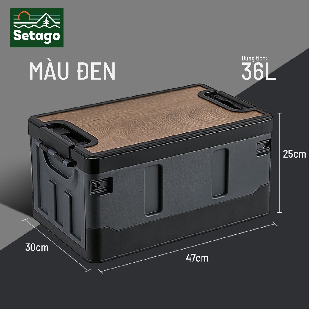 Boxable - Thùng gấp gọn 60L, 36L cao cấp kèm nắp gỗ - Thùng đựng đồ ô tô, phù hợp đi dã ngoại, câu cá, picnic