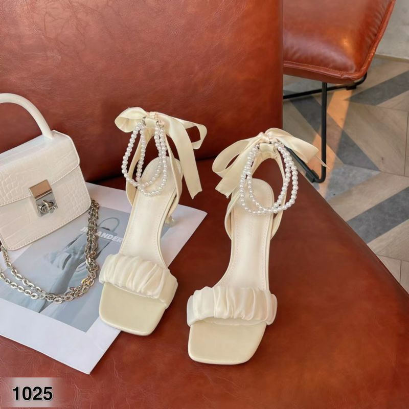 Dép Sandal cao gót 7 cm nữ phối dây ngọc mã DE14