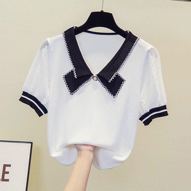 Áo Mongtoghi Cổ Nơ Tay Ngắn Viền Tay Phong Cách Hàn Quốc | Smide Clothing