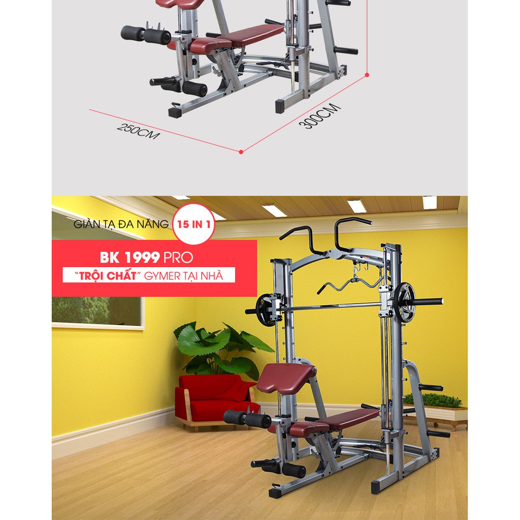 Ghế tạ KINGSPORT BK-1999 (Tặng kèm 50kg tạ) - Khung sườn cứng cáp chuẩn gym