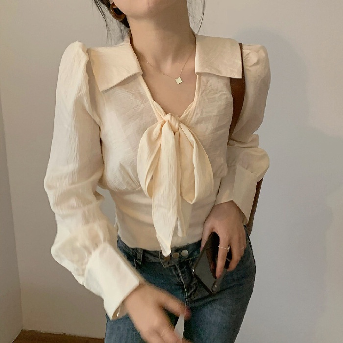 Áo sơ mi kiểu Nữ nơ cổ tiểu thư bánh bèo nữ bigsize form rộng đẹp công sở tay dài TK4t404