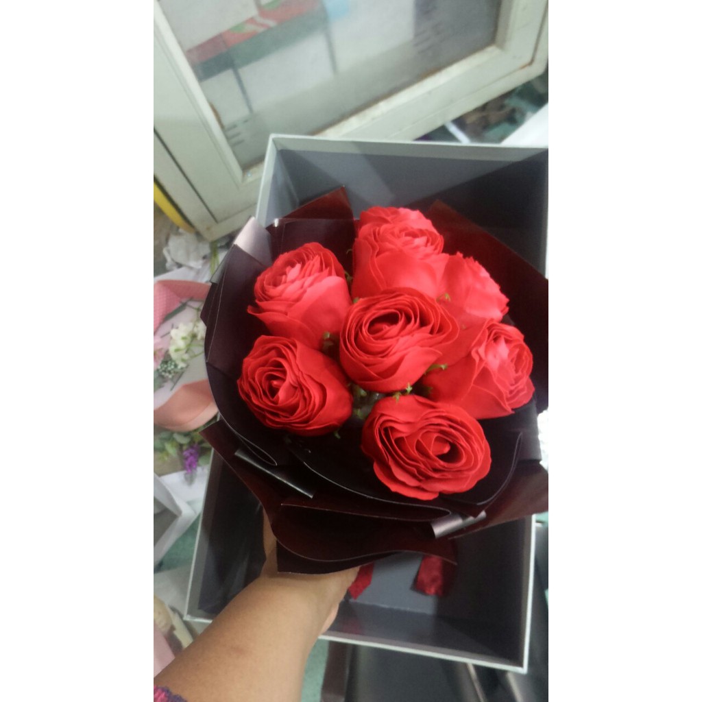 Bó hoa sáp tròn 9 bông to không kèm hộp