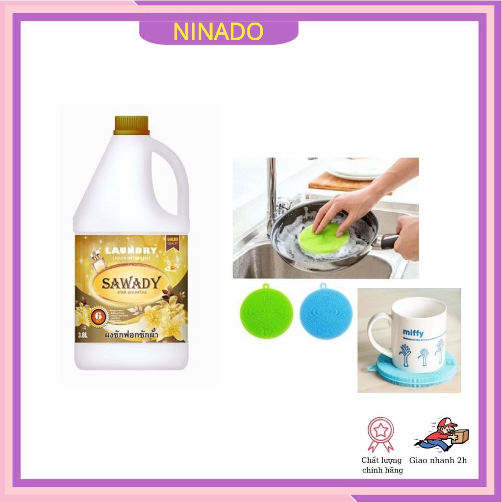 Nước giặt xả Sawady 6 trong 1 Tặng 2 miếng silicon đa năng