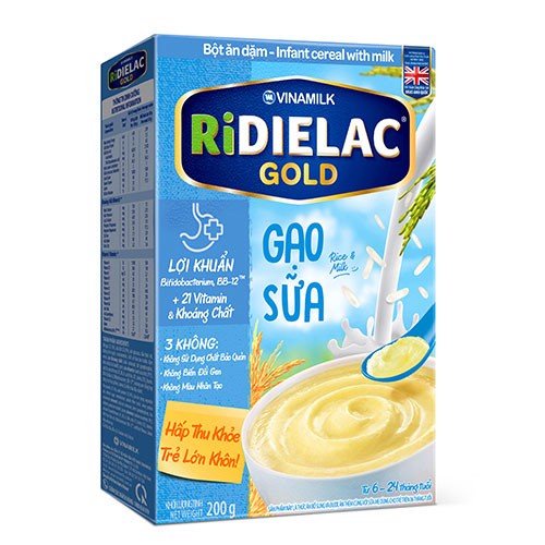 Bột ăn dặm Vinamilk Ridielac Gold Vị Ngọt Cho Bé Mới Tập Ăn- Hộp giấy 200g