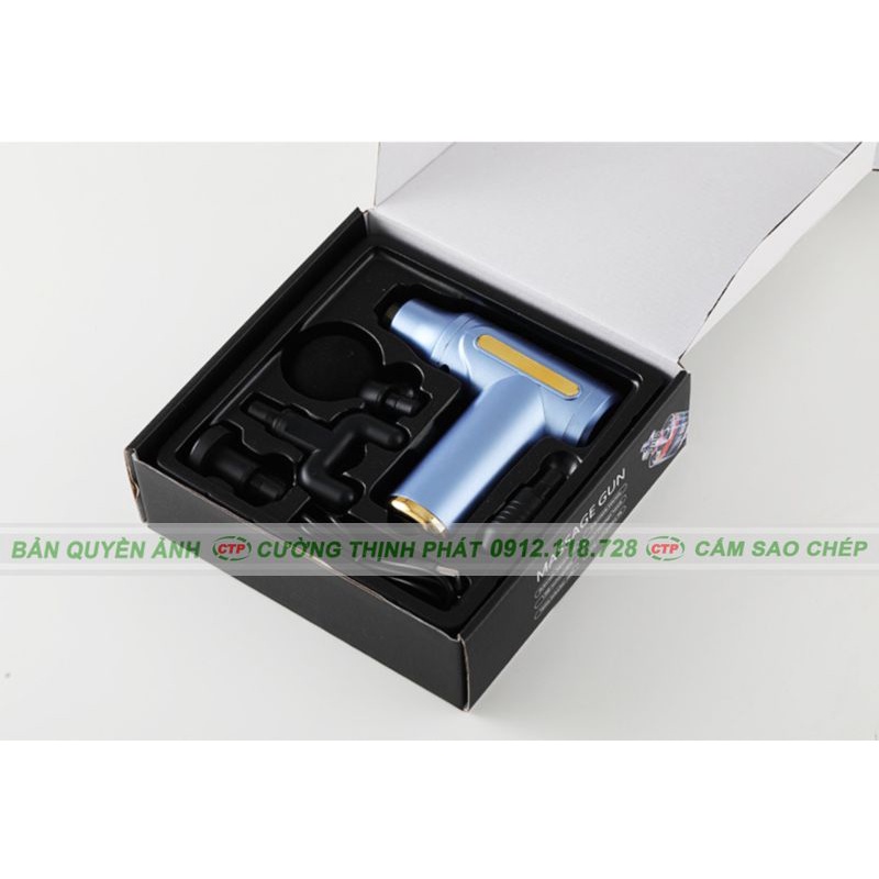 Súng massage cầm tay mini máy mát xa sạc pin 4 đầu 6 chế độ loại xịn