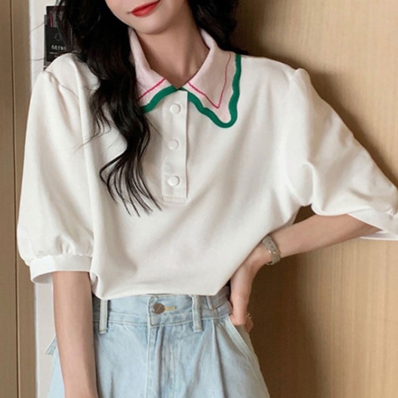 Áo Croptop Tay Lỡ Dáng Rộng Cài Nút Màu Sắc Ngọt Ngào Xinh Xắn Cho Nữ