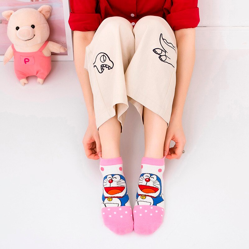 Vớ vải cotton in hình vẽ hoạt hình mùa hè đáng yêu dành cho nữ phong cách Harajuku