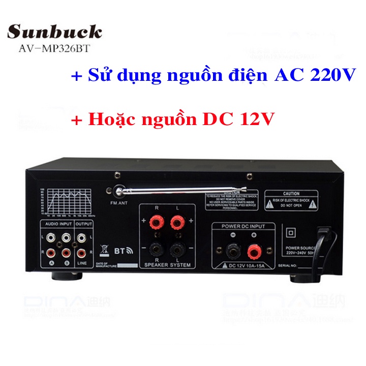 Âm ly karaoke 4 mic, kết nối blutooth, âm ly gia đình, xe hơi 12v-220v