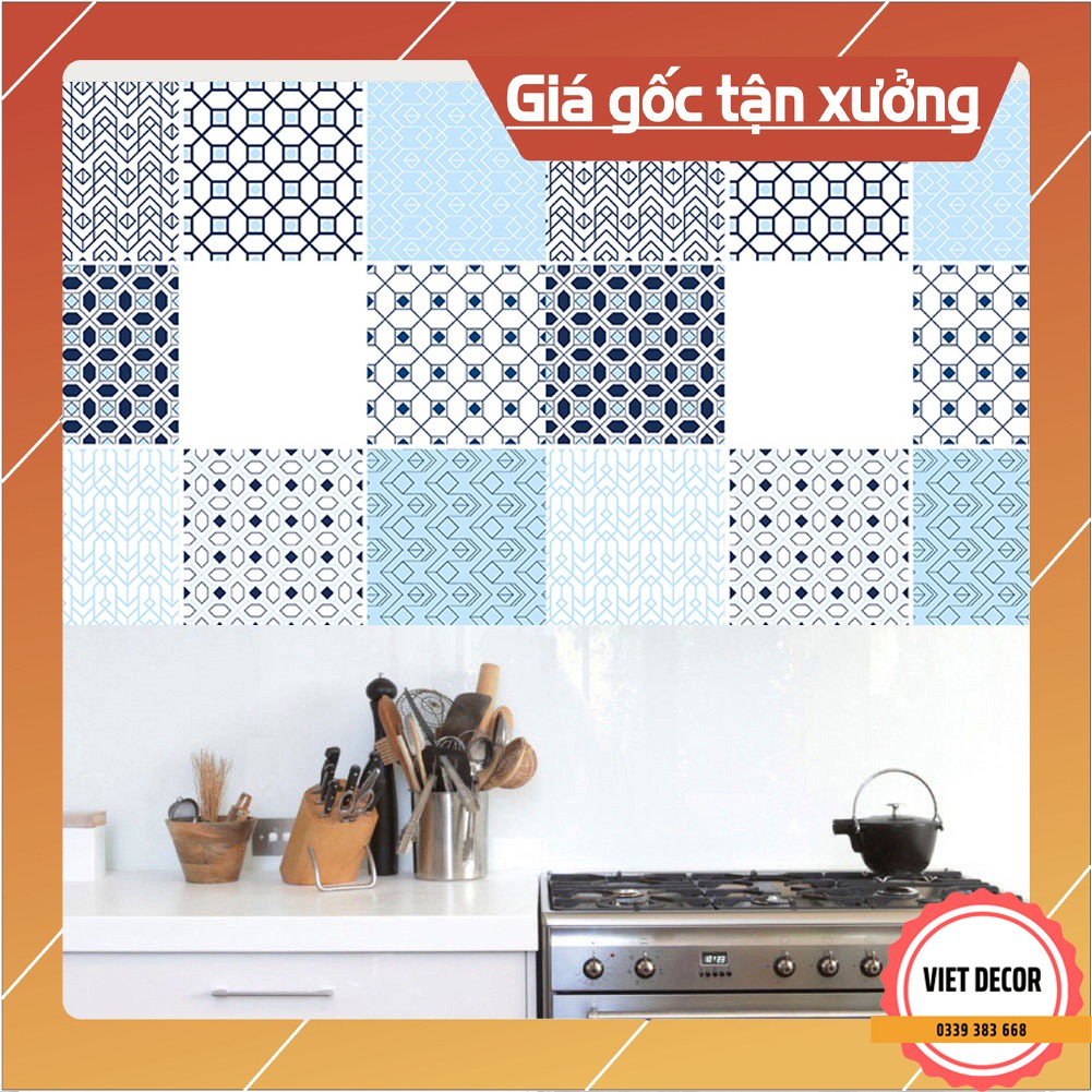 Decal Gạch Bông H64 - Set 30 ô 20x20cm - Decal Dán tường Trang trí - Viet Decor