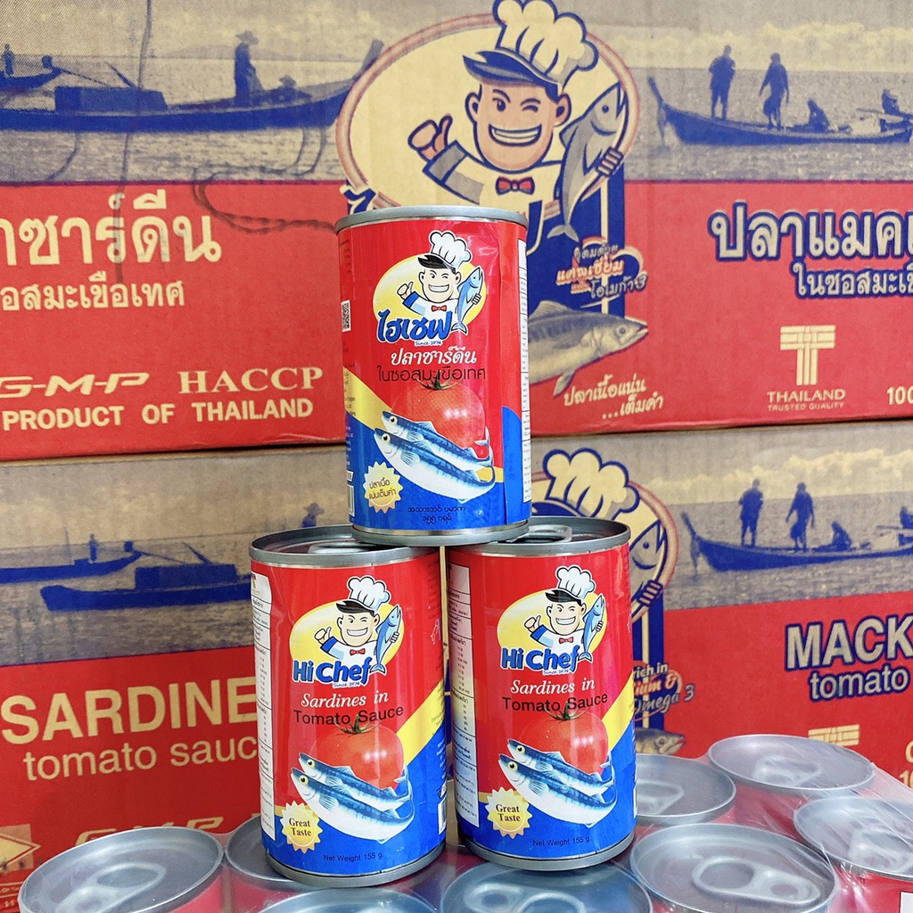 10 hộp cá mòi sốt cà Thái Lan 1 lốc cá đóng hộp an toàn thơm ngon hộp 155g date xa có nắp bật tiện lợi sử dụng
