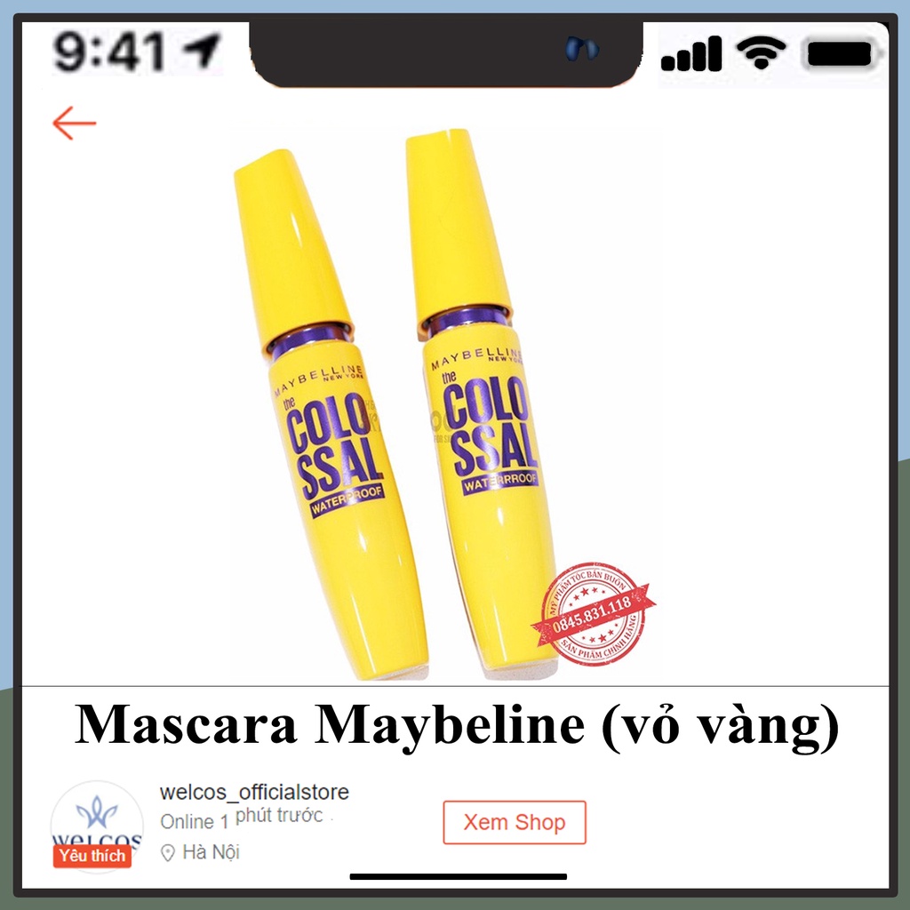 Mascara ( chuốt mi) Maybeline siêu hot (vỏ vàng) CS44-HÀNG CHÍNH HÃNG