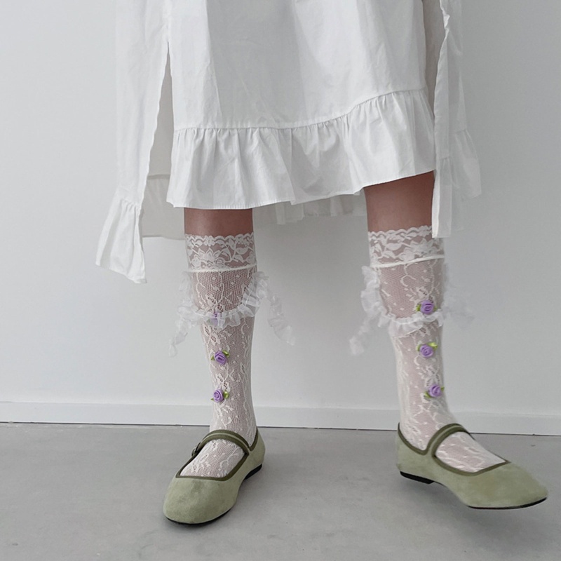 XIXI 1 Đôi Tất Ren Hoa Mỏng Thoáng Khí Phong Cách Lolita Nhật Bản Thời Trang Mùa Hè Dành Cho Nữ