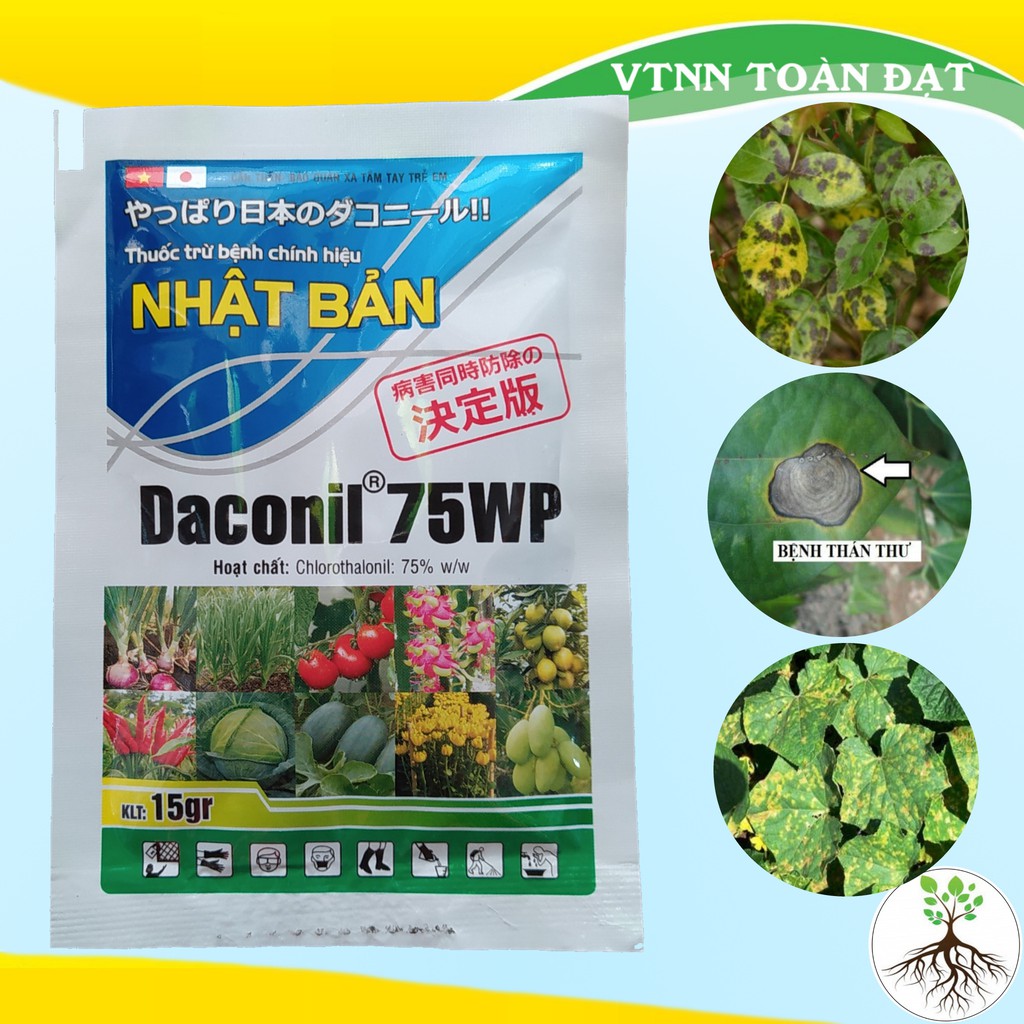 Thuốc Trừ Bệnh Daconil 75WP gói 15g, Phòng trừ sương mai, phấn trắng, đốm lá, thán thư... cho cây trồng