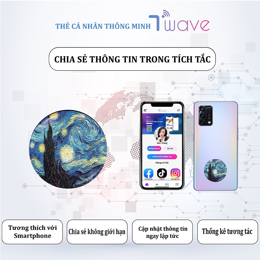 Sticker Thông Minh (The Starry Night) Chia Sẻ Mọi Thông Tin Chỉ Với 1 Chạm