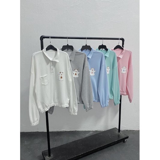 Áo Sweater Polo - White