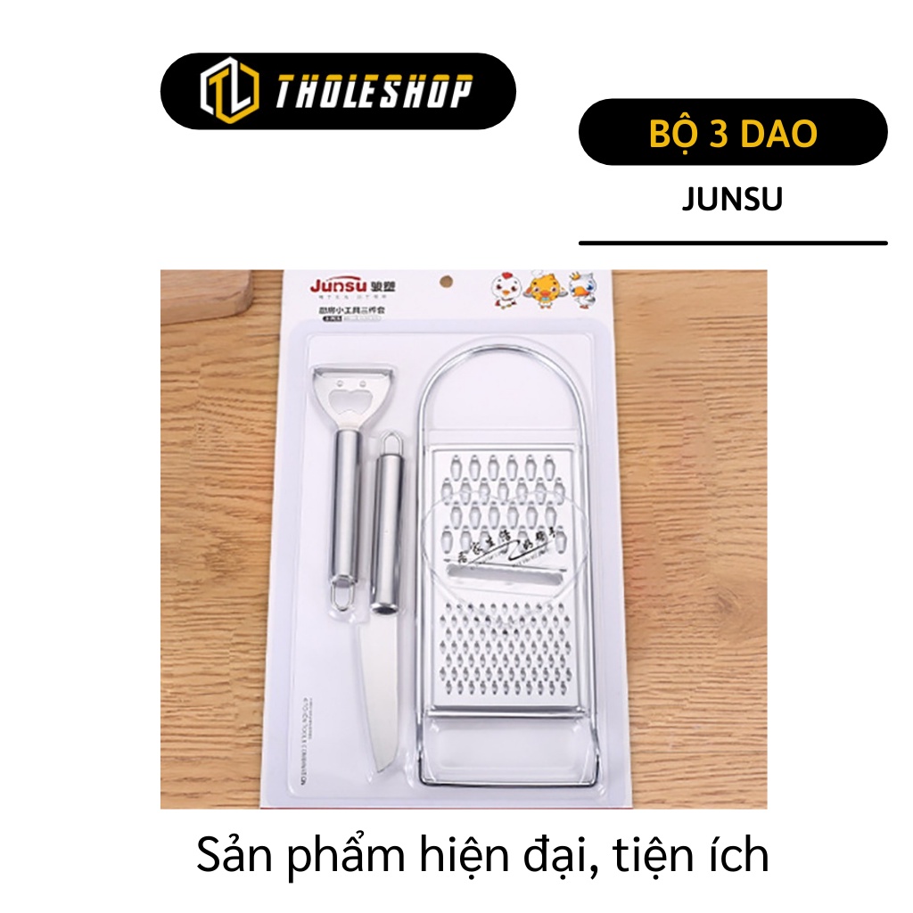 Dụng Cụ Bào Sợi - Bộ 3 Dao Nạo Rau Củ Quả, Bào Nhuyễn, Gọt Vỏ Bằng Inox Cao Cấp 8763