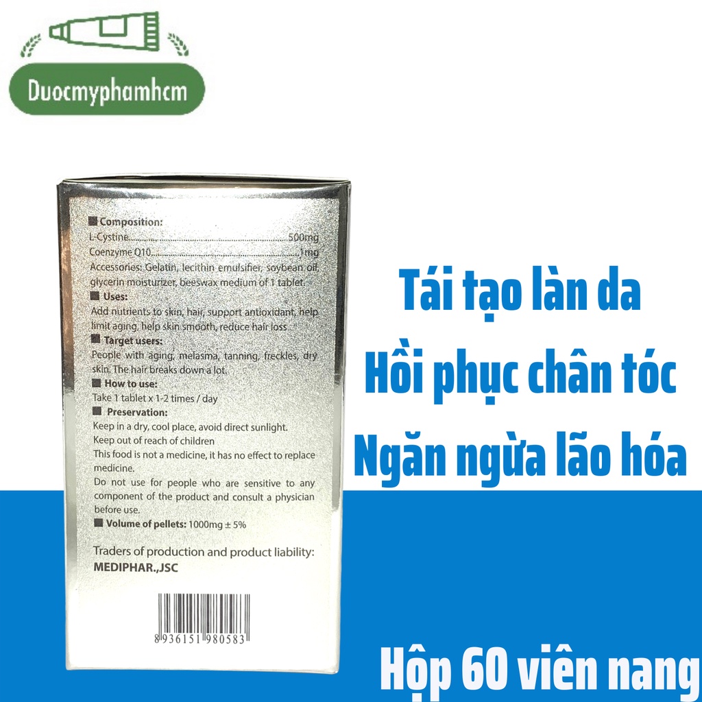 L Cystine Ngăn Rụng Tóc, Bổ Sung Dưỡng Chất Cho Tóc, Da Và Móng - Phil Interma L Cystin 1 Hộp 60 Viên