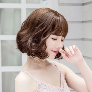 Tóc giả cao cấp ngắn xoăn tặg LƯỢC +LƯỚI