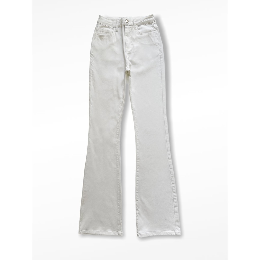 Quần jeans dài HEYBEE lưng cao ống loe, chất vải co giãn tốt (2 màu) - FLARED JEANS 1111