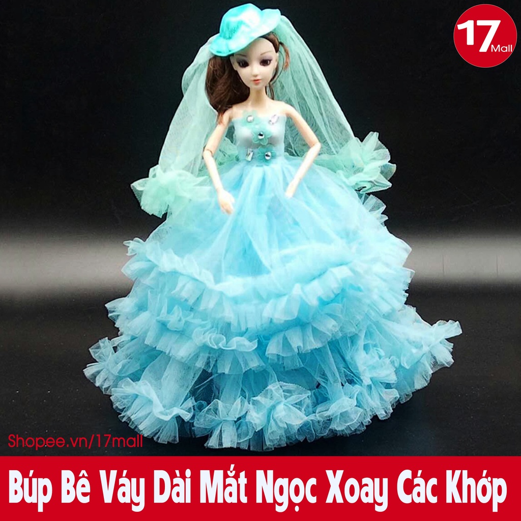 Búp bê công chúa váy dài mắt ngọc xoay được các khớp tay chân, giúp bé tập kỹ năng chăm sóc em 🛒17Mall